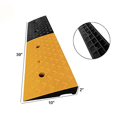 Mopam 2Pcs Rubber Curb Ramp 2'' Rise Heavy Duty Driveway Ramps For Sidewalk Threshold Ramp For Loading Dock Sidewalk Car Scooter Bike Motorcycle, 39'' (L) X 10'' (W) X 2'' (H) #TOP1