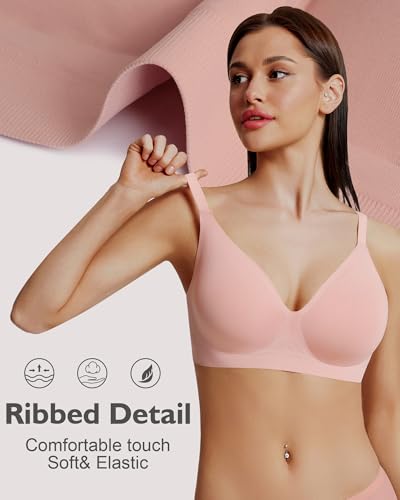 Image of HORISUN Seamless Bras Full Coverage V Neck Push Up Wireless Bras for Women