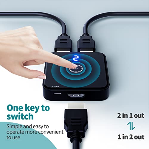 HDMI Switch 4K@60Hz, HDMI Splitter, Bi-Directional (2 in 1 Out / 1in 2 Out), HDMI Switcher Selector, Supports 4K@60Hz,2K,1080P, 3D HD,Compatible with Xbox PS5/4/3 Blu-Ray Player Fire Stick Roku