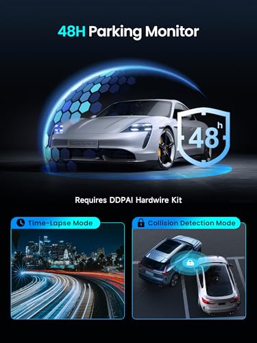 DDPAI Dashcam, 4K+1080P Cámara Coche Grabadora con Tarjeta de 128 GB, Visión Nocturna AI-ISP, 5GHz Wi-Fi 6, GPS, 4G LTE Compatible, Modo Estacionamiento 48H, Pantalla IPS de 3'', Sensor G, Z50 Pro - imagen 5