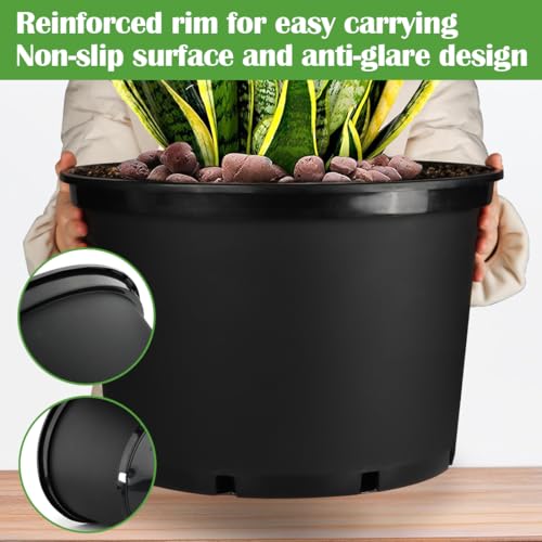 RooTrimmer 7 5 3 Gallon Nursery Pots 9 Pack Set, Plastic Planter with Drainage Holes – Round, Sturdy, Deep Design for Indoor/Outdoor Plants by RooTrimmer - Image 5