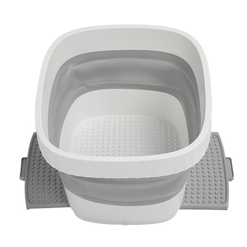 Foot Soak Tub, Foldable Foot Bath Soak Tub Massage Function Easy Storage Promote for Travel (White)