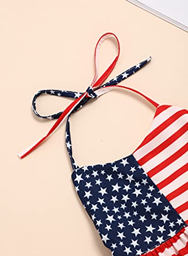 Bilison 4Th Of July Toddler Girl Outfit American Stars Halter Top + Denim Shorts 2Pcs Toddler Girl 4Th Of July Clothes #TOP4