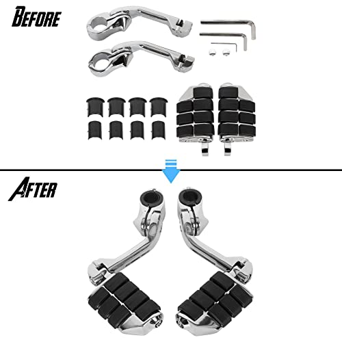 Chrome Long Highway Foot Pegs For Motorcycles 1-1/4" Replacement Pnm13209 #TOP4