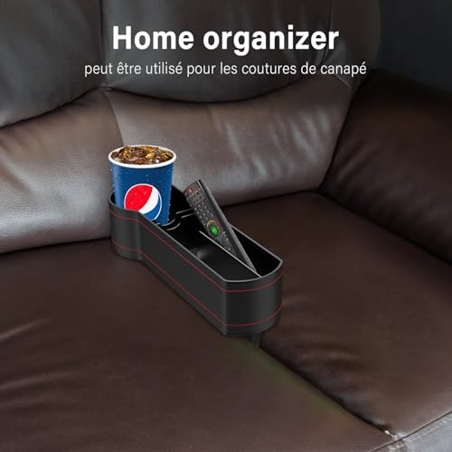 Getränkehalter Auto, Multifunktionale Becherhalter Auto, Universell Flaschenhalter Auto, Getränke Halter, Autositz Organizer für Kaffeebecher Getränkedose Phone, PU Leder Car Cup Holder, 2 Haken