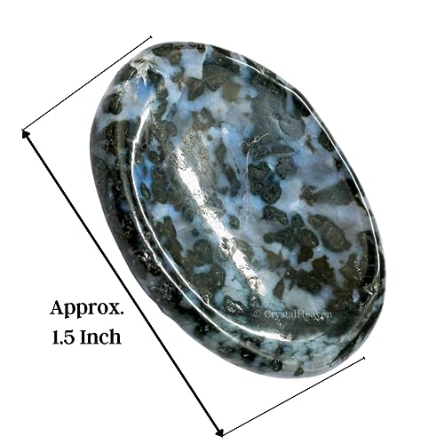Image of Certified Indigo Gabbro Crystal Thumb Worry Pebbles Stones for Anxiety Stress Relief Massage - AAA Grade Original Healing Gemstone Agate Rubbing Stone for Yoga Meditation Spiritual Reiki Feng Shui