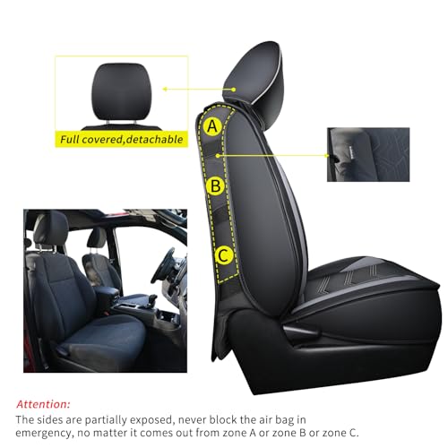 Image of LUCKYMAN CLUB M9-2 Front-only Seat Covers for Toyota Tacoma 2024-2025 with Waterproof Faux Leather (Front only, Gray)