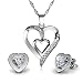 Produktbild DEPHINI  Herz-Halskette & weiße Herz-Ohrringe  925 Sterling Silber  Kristall-Ohrstecker & Anhänger Geburtsstein  feines Schmuckset für Frauen