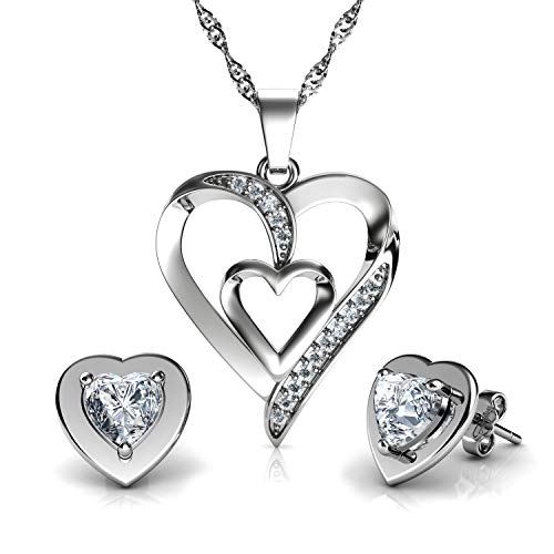 Gemondo Orecchini A Perno Donna In Argento 925 Con Cuore Di Marcasite, 20 Pietre Per Orecchino, Gioiello Sostenibile In Scatola Regalo