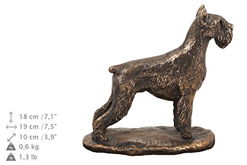 Urne commémorative chien Schnauzer bronze et bois 5L - 6