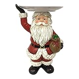 Material premium: este adorno de Papá Noel está hecho de resina de alta calidad y puede contener un plato para colocar frutas. El adorno es duradero y cómodo.