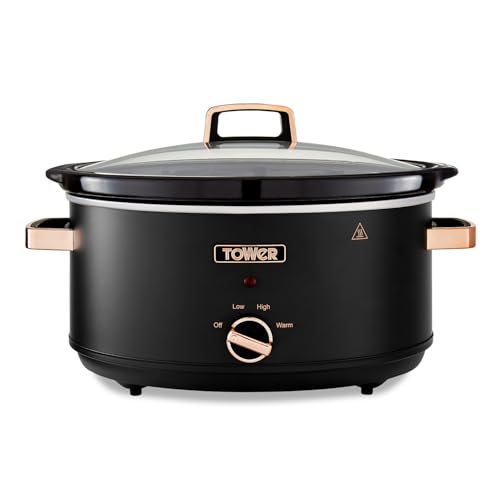 Tower T16043BLK Slow Cooker Cavaletto da 6,5 Litri con 3 Impostazioni di Calore...