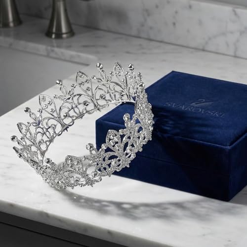 Bridal Rhinestone Crown Tiara Princess Full Round Crystal Crown Wedding Headpiece for Brides by Lurrose - Used condition - Image 3