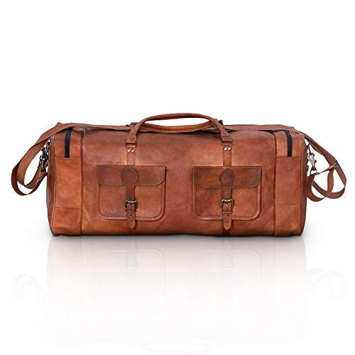 KPL Large 32 inch duffel bags for men holdall leather travel bag overnight gym sports weekend bag