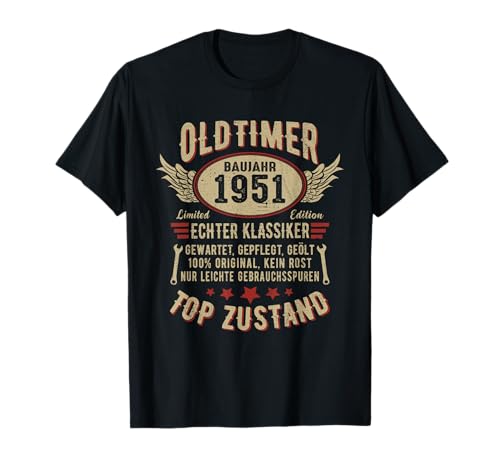 1951 Geburtstag 1951 Oldtimer Baujahr 1951 Geburtstag retro T-Shirt