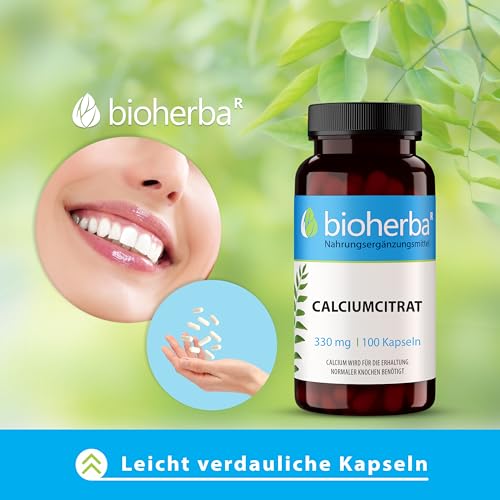 Calciumcitrat Kapseln – 300 Stück hochdosiert mit 330 mg Calcium von BIOHERBA PZN 19642729