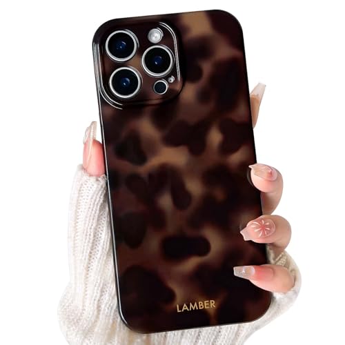 NITITOP Compatible with iPhone 13 Pro Case Cute Stylish Leopard Print Amber Aesthetic Tortoise Design for Women Girls Men Soft TPU Shockproof Protective Cover - Brown