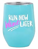 Gifts for Runners - Wine Tumbler/Mug 12oz Cup with Lid for All Drinks - Funny Gift idea for Half Marathon Runner, Mom, Cross Country Running, Glass, Women, 5k, Men, Female