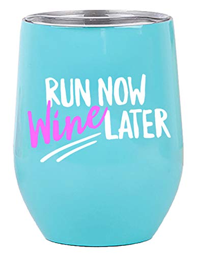 Gifts for Runners - Wine Tumbler Mug 12oz Cup with Lid for All Drinks - Funny Gift idea for Half Marathon Runner, Mom, Cross Country Running, Glass, Women, 5k, Men, Female