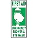 Accuform MFSD996VS, 17" x 7" Adhesive Vinyl Sign: "First Aid Emergency Shower & Eye Wash", Pack of 15 pcs