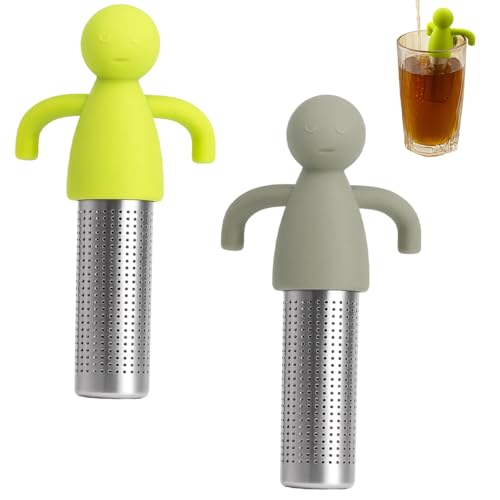 2 Pcs Tea Infuser, Loose Tea Infuse, Tea Strainer, Reusable Cute Loose Leaf Tea Infuser Silicone Tea Diffuser for Teapots Cups Mugs to Brewing Steeping Loose Leaf(Green+Gray)