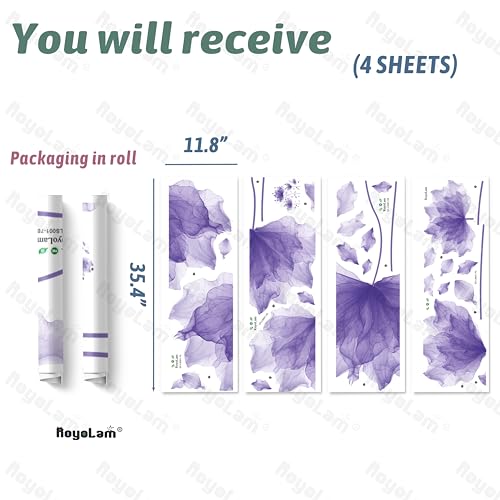 RoyoLam 59.1'' x 49.6'' Huge Flower Petal Wall Decals Living Room Floral Wall Stickers Removable Peel and Stick Waterproof Wall Art Decor Stickers for Bedroom Bathroom Office (Purple) by RoyoLam - Used condition - Image 4