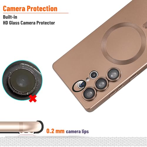 Image of Magnetic for Samsung Galaxy S25 Ultra Case,Soft Silicone Slim Fit Anti-Scratch Phone Case Cover with Camera Protection,Compatible with MagSafe,Brown