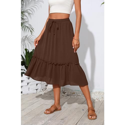 Image of Witsmile High Waist Tiered Skirts for Women Flowy Skirts for Women Long Length with Pockets 2026 Fashion Trendy