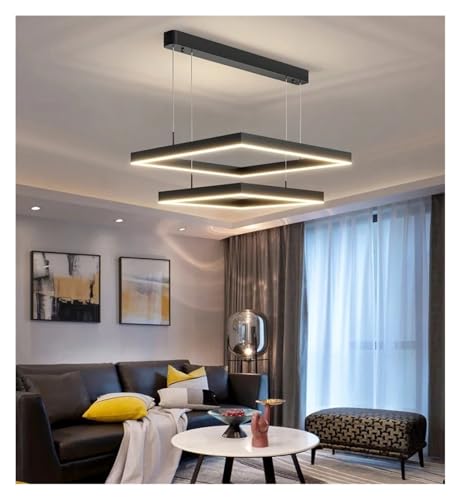 Lustre LED moderne noir carré 40x60cm à intensité variable - 6