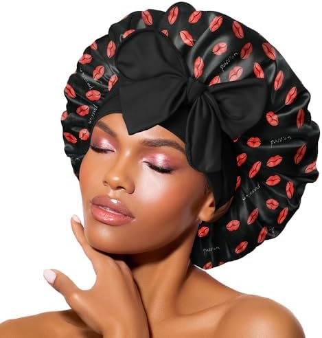 BONNET QUEEN Silk Bonnet for Sleeping Women Satin Bonnet Hair Bonnet Night Sleep Cap Scarf wrap for Curly Hair with tie Band