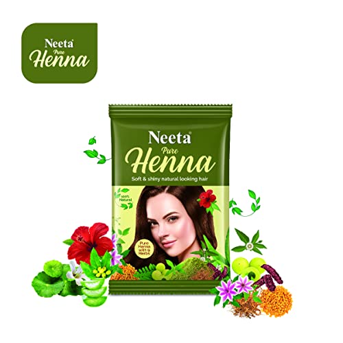 Image of Neeta Pure Henna Powder for Hair with 9 Natural Herbs 50g (Pack of 6), 100% Natural Henna Mehndi for Soft & Shiny Looking Hair