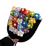 [FAZKEO] 編みバッグ かご 手提げ ショルダー ニット レディース ミニバッグ 夏 ビーチ 旅行 森ガール 軽量 可愛い 手織り 肩掛け 和装 アウトドア 海 (ブラック)