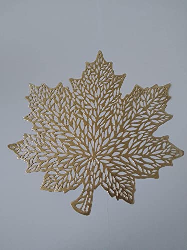 Leaf Place Mats, Fall Tableware, 17In X 17In (43Cm X 43Cm), 1 Pc Sets Of 6, Gold #TOP2