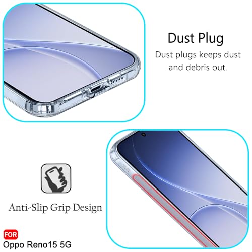 Image of TheGiftKart Back Cover Soft Case for Oppo Reno 15 5G | Best Camera Protection | Inbuilt Dust Plugs & Anti-Slip Grip | Ultra Clear Slim Case Cover for Oppo Reno 15 5G (Silicone, Transparent)