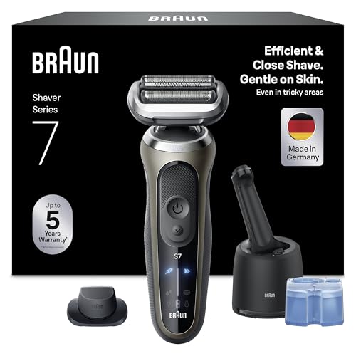 Braun Rasoir Electrique Homme Series 7 72-C7200CC Or, Etanche, Lames Flexibles Pour Bien Raser Le Visage, 3 Modes De Rasage De Barbe, Avec Tondeuse De...