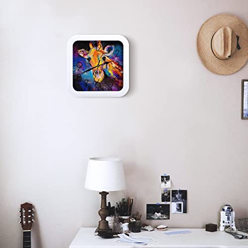 Pendule murale girafe moderne silencieuse horloge murale 26x26cm maison et bureau - 7