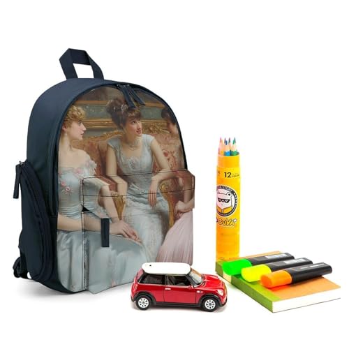 Victorian-Women-Gossips Cute Backpack Lightweight Mini Shoulder Bag Travel Daypack for Camping Picnic Blue-style3