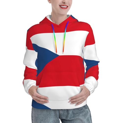 Sweat République tchèque femme pull chaud automne hiver hoodie avec grande poche imprimé pays