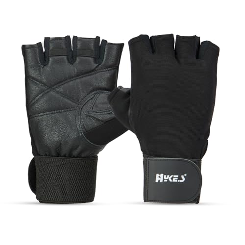 Hykes Gym Gloves for Men Workout Unisex Hand Gloves for Gym for Men & Women with Wrist Support for Weightlifting, Workout Comfortable Fit Bike Riding, Cycling Handgloves - Powerhold Black White XL