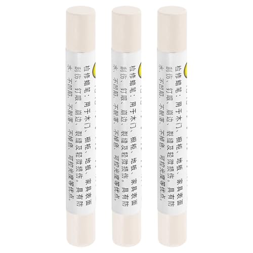 uxcell 3Pcs Furniture Repair Crayons Wood Wax Filler Stick, Milky White | Furniture Markers Touch Up, for Scratches Holes Tables Desks Wooden Floors Cover Ups