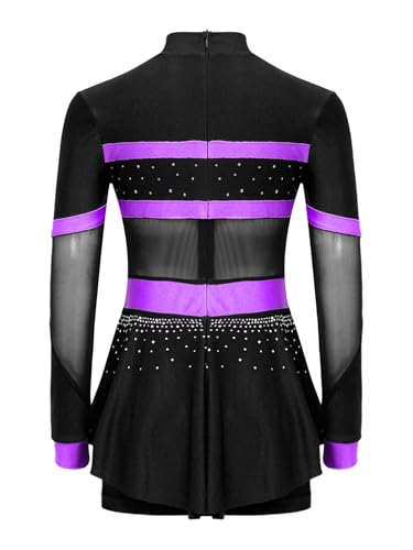 dPois Kids Girls School Cheer Leader Uniforms Halloween Christmas Cheerleading Cosplay Outfits Showman Dance Costume Purple A 8 Years