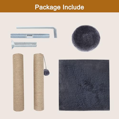 CROWNSHOP Cat Scratching Post 74cm 29" Cat Climbing Frame Foldable Bottom Tall Cat Claw Scratcher with 1 Toy Ball Natural Sisal Scratch Pole and Soft Carpet Covered Heavy Base for Cats Gray - Image 7