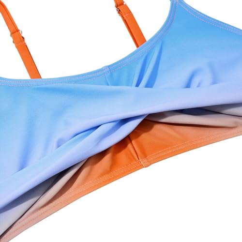 Image of Zando Girls Swimsuit Two Piece - Adjustable Strap Bathing Suit Solid Color Bikini Sets for Teens Girl Beach Swimwear