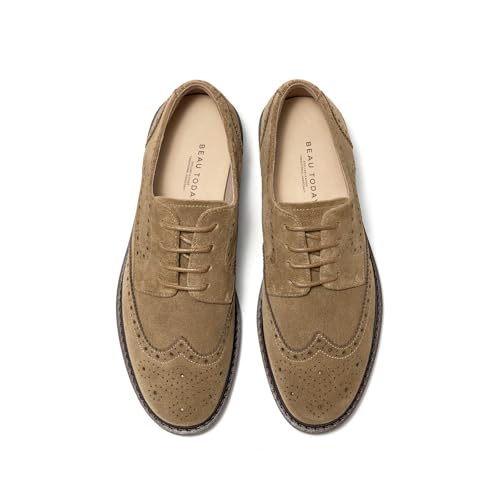 Image of BEAU TODAY Oxford Shoes for Women,Leather Brogue Dress Shoes,Comfort Brethable Ladies Lace-up Handmade Wingtip Shoes for Business Work