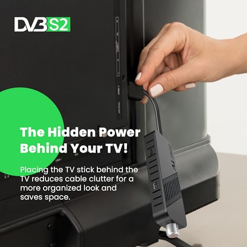 LEYF DVB-S2 Sat Receiver, Full HD 1080P HDMI TV Stick, Satelliten Receiver, Versteckt hinter TV, Digitalanzeige, 2in1 Universal Fernbedienung, USB, Astra Hotbird Vorinstallation, Fertige Kanäle