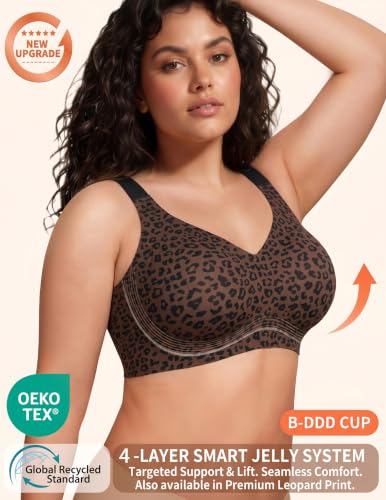 Image of PoseFree Jelly Bras for Women No Underwire, Supportive Wireless Comfort Bra, Full Coverage Back Smoothing Bra