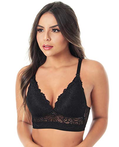 Top Sutiã Amamentação Com Bojo e Renda Saída Maternidade (PRETO, GG/46)