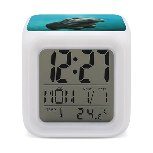 Funny Hippo - Reloj despertador digital para dormitorio, pantalla LED, alarmas de noche