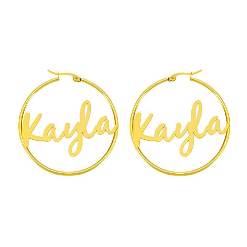 Kayla Personalized Gold Hoop Earrings for Women Teen Girls Unique Birthday Mother s Day Thanksgiving Day Christmas Gifts for Best Friend Mom Sister Trendy Name Jewelry Gifts for Her