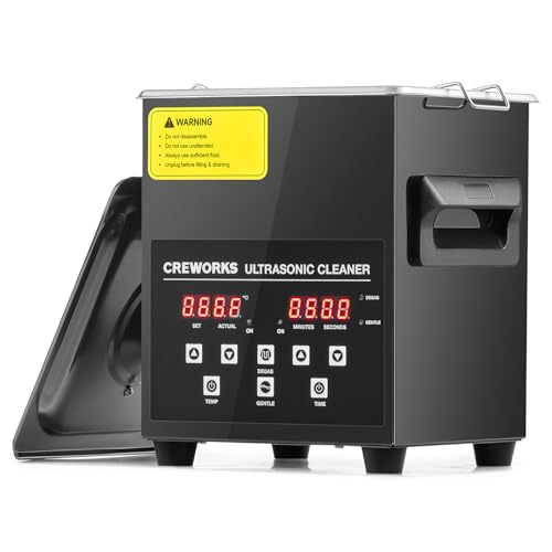 CREWORKS 2L Digital Ultrasonic Cleaning Machine with Degas and Gentle Mode, 60W Ultrasonic Cleaner Machine with Heater and Timer, Professional Ultrasound Cleaner for Retainer Jewellery Makeup Sponge option